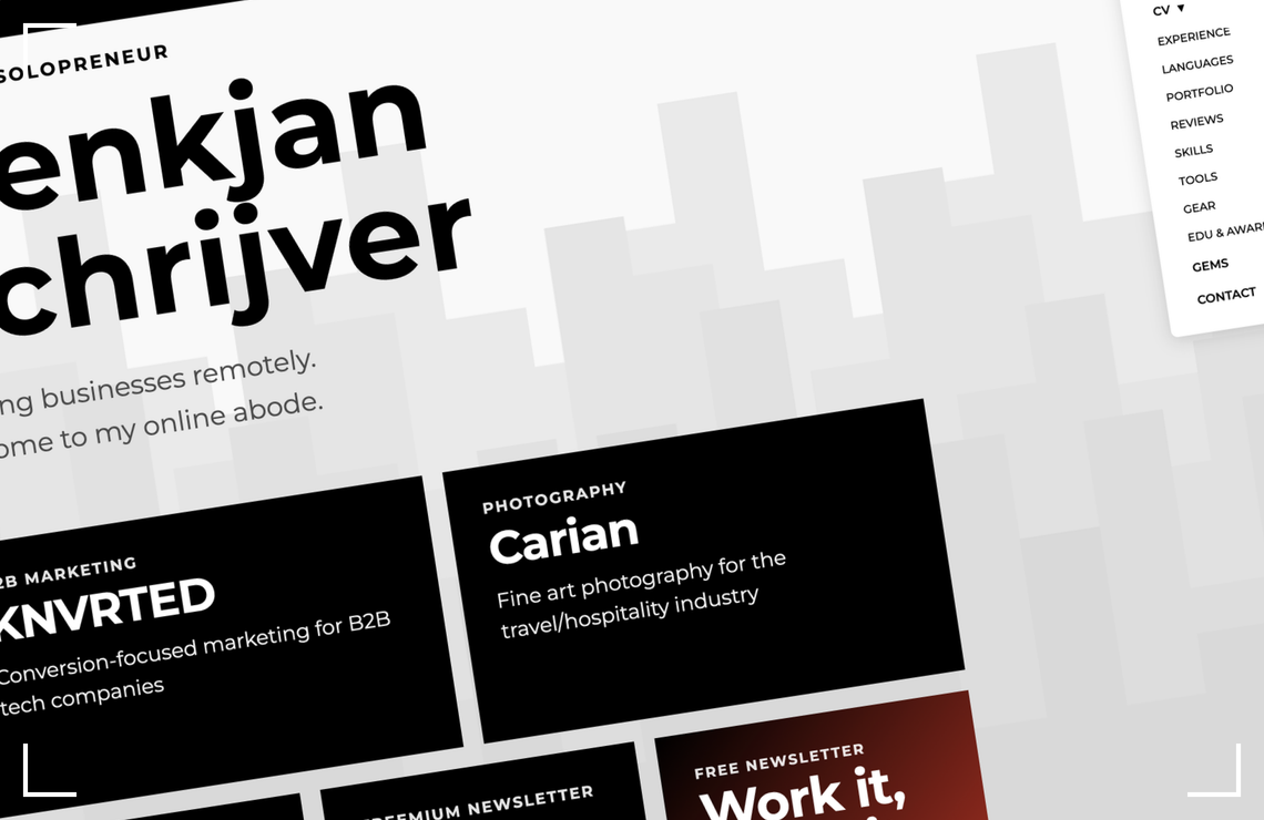 Screenshot of my new online portfolio over at henkjanschrijver.com | Image credit: Henkjan Schrijver